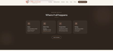 Website hero section showing four service categories with icons under the heading Where it all happens
